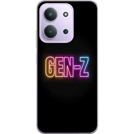 Yhteensopiva Puhelinkuori Xiaomi Xiaomi Redmi 15C Neontext Gen Z värikkäässä valossa tummaa taustaa vasten modernissa digitaalisessa tyyliissä