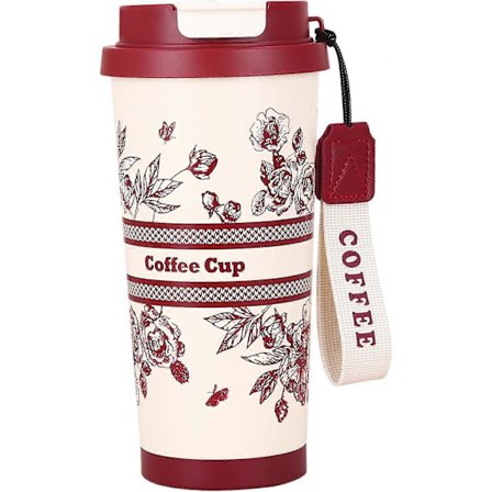 Isoleret kaffekrus, 530 ml isoleret krus, termokande med lækagesikkert låg, dobbeltvægget kaffekrus i rustfrit stål med foldbart sugerør, til varmt og