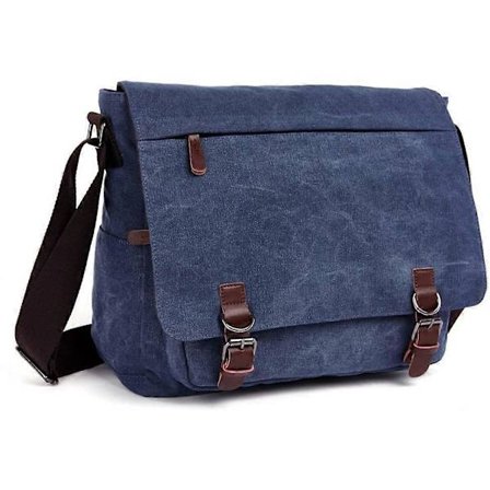 Axelväska för män Canvasväska Crossbody-väska Messenger Bag Axelväska Axelväskor, 16 tum Messenger Bag. (Blå)