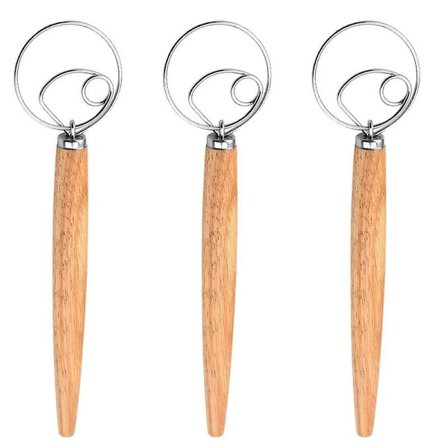 3 kpl Taikinavispilä Hollantilainen Leipävispilä Koukku Puinen Käsisekoitin Leivontatyökalut Kakku Leipä Pizza Leivonnaiset Ruoka Keksit 