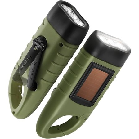 Grøn, 2-pak Solcelledrevet Lommelygte Håndsving Opladbar LED