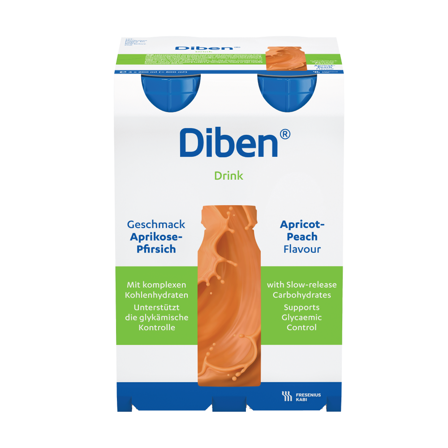 Diben Drink næringsdrikk, Aprikos/fersken, 4x200 ml
