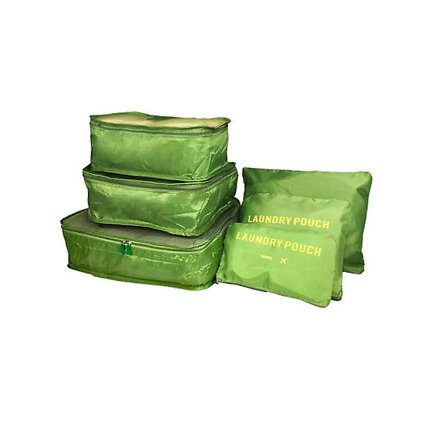 6 stk./sæt Rejse Vandafvisende Tøj Sortering Taske Pakning Cube Bagage Organizer(Grøn)