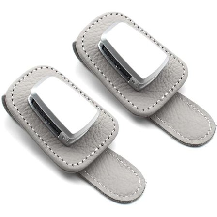 2-pakning Bilbrilleinnfatning Universell Bil Solskjerm Solbrilleholder Klips Lær Brilleinnfatning Og Billettkort Holder Bil Brilleinnfatning, Grå