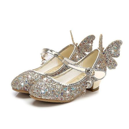 Børne Høj Hæl Prinsesse Sko Performance Sko Krystalsko Enkeltsko Lædersko gold 33