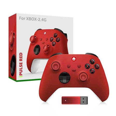 Rød 2.4G Trådløs Spillkontroller for Xbox One Series X/S med 2.4G Mottakeradapter Gamepad for Windows PC Joysticks
