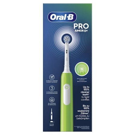 Elektrisk tandborste - Oral-B - Junior Pro Grön - Barn 6 år och äldre - 3 lägen - Inbyggd timer