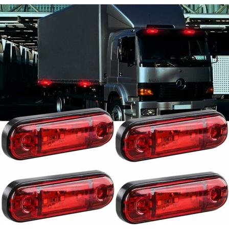 4 kpl LED-etu- ja takasivumerkkivalot 12V kuorma-autoille, matkailuautoille, pakettiautoille ja matkailuautoille (punainen)