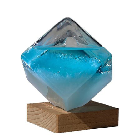 Vejr Storm Cube med Base Vejrudsigt Krystal Storm Glas Vand-cube Glas Desktop Dekoration N (Stor, Blå)