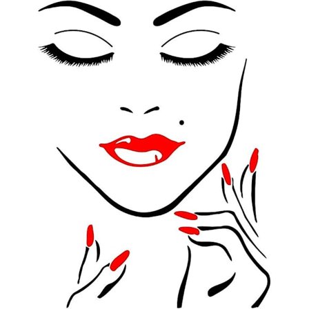 Ghyt Jente Ansikt Hånd Manikyr Negl Lepper Veggklistremerker Skjønnhetssalong Jente Øyevipper Veggkunst Vinyl Klistremerker Soverom Dekorasjon Sminke 