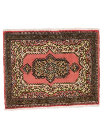 Handgeknüpft Persischer Ghom Kork/Seide Teppich 70X89 Schwarz/Braun