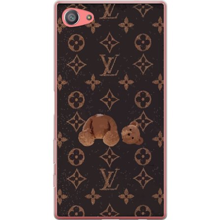 Kompatibel Mobilcover til Sony Sony Xperia Z5 Compact Luksuriøst monogrammønster med knust bamse i mørk modeæstetik