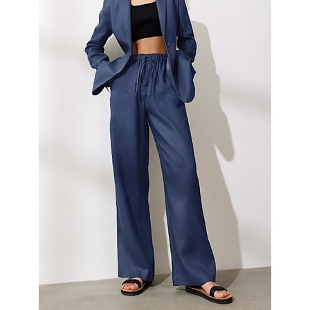 Kvinders bomuldsbukser Grå Højtaljede Harem Løs Blød Elastisk talje Hvide Sommerbukser Blå Casual 2022 Bukser til kvinder H