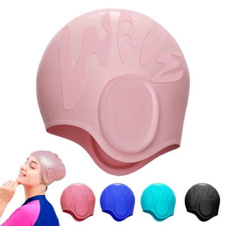 3D Ørebeskyttelse Badehætte, Silikone Badehætte, Svømning for Kvinder og Mænd, Vandtæt Svømning, til Langt og Kort Hår