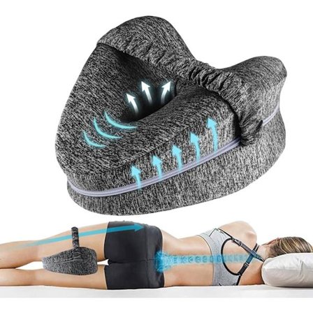 Knæpude i Memory Foam til Sidesøvn – Ergonomisk Ortopædisk Benpude med Rem & Aftageligt Betræk, Perfekt Valentinsdagsgave