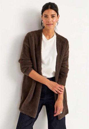 Cellbes of Sweden - Stickad, öppen cardigan - brun - för damer - 42/44