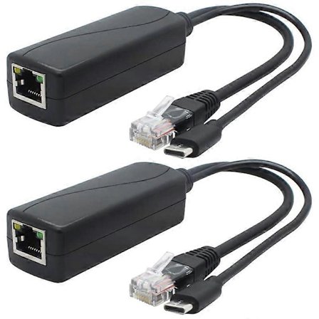 2 kpl 5V Gigabit PoE -jakaja, USB Type C, 48V - 5V 2.4A -sovitin, IEEE 802.3Af -yhteensopiva 2024THO