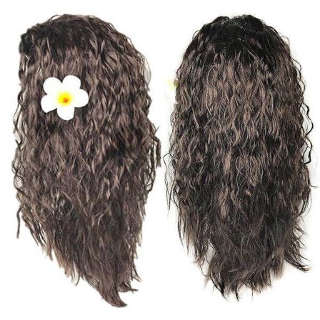 Jentebarn Animie Polynesia Prinsesse Moana Parykker Hawaiisk Cosplay Party Kostyme Hår Fancy