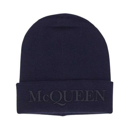 Alexander McQueen Logo Beanie Blå, Herre Accessories