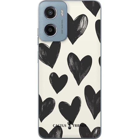 Kompatibel Mobilcover til Motorola Motorola Moto E15 Cactus and Friends - Bold Black Love Pattern