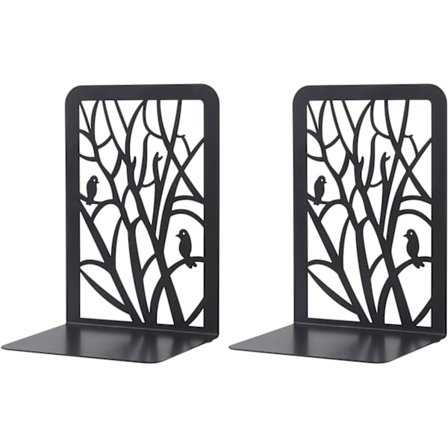 1 Par med barnebokstøtter, trebokstøttedesign, for skrivebord, dekorative, bokhyller, skoler og bibliotek (svart)