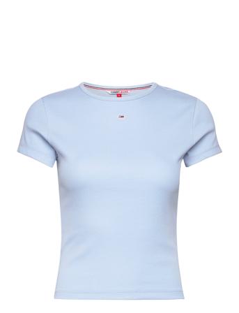 Tjw Bby Essential Rib Ss T-shirts & Tops Short-sleeved Blå Tommy Jeans*Betinget Tilbud
