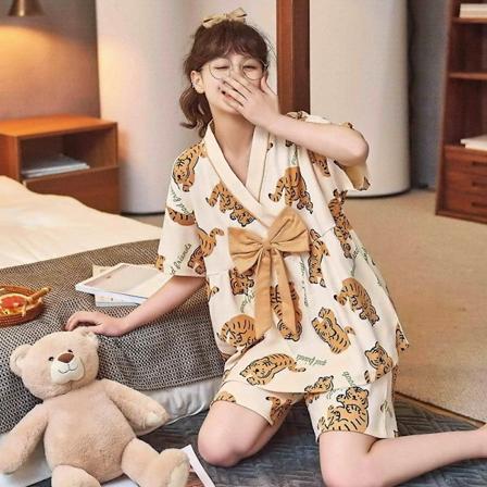 Japan Sommar Söt Kimono Kvinnors Kort Sömn Toppar Shorts Pyjamas Set Damer Söt Hem Kläder Sleepwee Pyjamas Pour Femte 2022 Style 10 L