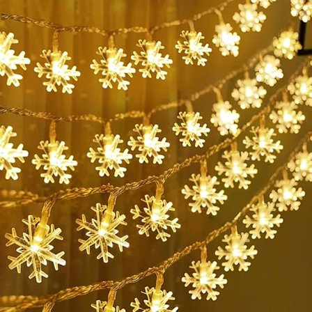 Juldekoration Snowflake String Lights Xmas Garland Holid