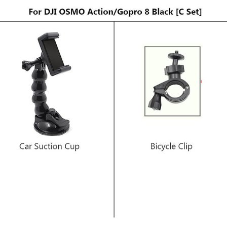 Bil sugkopp adapter fönsterglasfäste hållare för Dji Action 2 Osmo Action för Gopro Hero 5/6/7/8 Black tillbehör(cykelklämma)