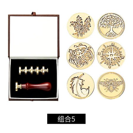 Set med vaxförseglingsstämplar, avtagbart förseglingshuvud i koppar, vintage klassiskt lyxigt förseglingsstämpelset med presentask