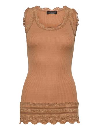 Silk Top W/ Lace Orange Rosemunde