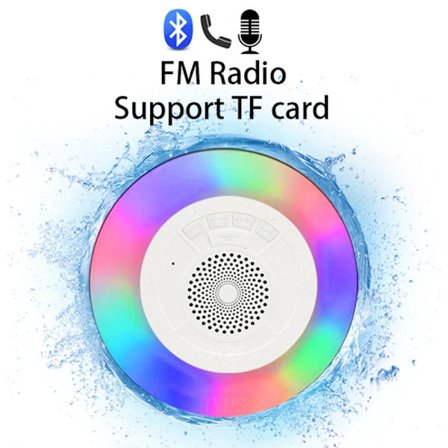 Vattentät Bluetooth-högtalare för dusch, badrum, FM-radio, RGB 5W TWS Bluetooth-högtalare med mikrofon, flyter på vatten/pool/bad