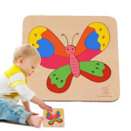 Djurpussel för barn STEM Early Learning Djursticksåg Färgglada trädjur Montessoripussel Utbildningsleksak för förskola Butterfly
