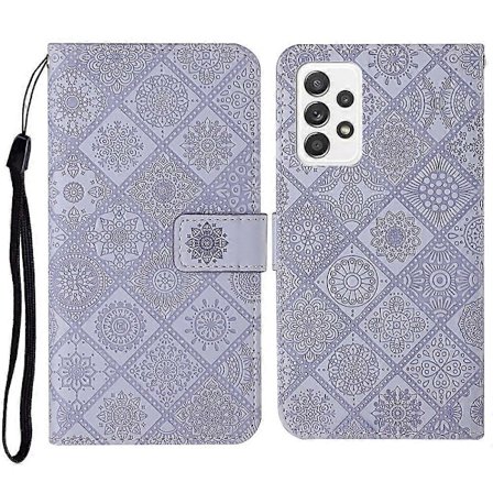 Samsung Galaxy A52 5G/4G/A52s 5G magneettilukollinen kukkapainatuksella varustettu lompakkomallinen nahkakotelo hihnalla