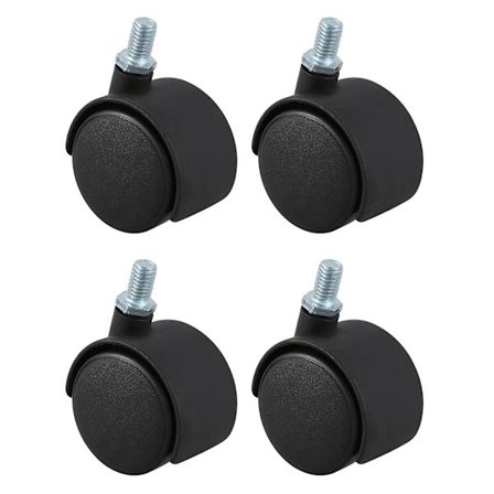 Plast Swivel Hjul 8mm Skruv 1.5-tums Dia Hjul 4 St Svart