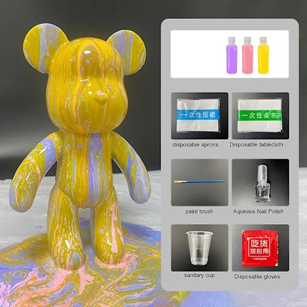 Tee-se-itse maalaus Teddy Bear Violent Bear Fluid Painting Luova sisustus