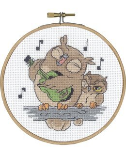 Broderikit Tavla Uggla med gitarr - Permin