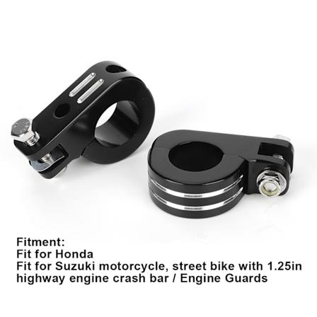 Par med 32mm/1.25 tommers fotstøttefesteklemme Motorsykkelfotstøttebrakett Passer for Honda Sølv og Svart