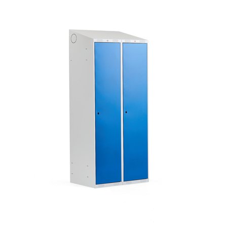 Kleiderspind CLASSIC mit Schrägdach, 2 Module, 1900 x 800 x 550 mm, blau