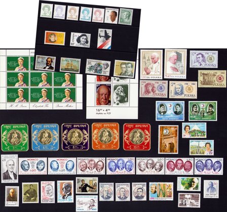 Berømte personer - Frimærkepakke - Postfrisk