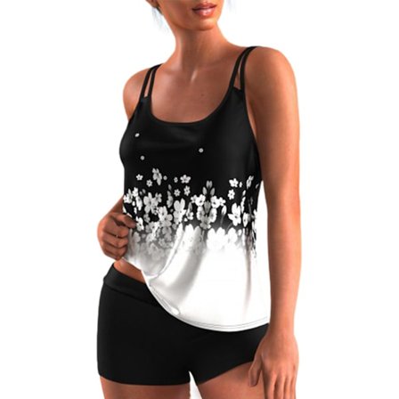 Lady Swimsuit Tankini Set Badkläder Baddräkt Plus Size White
