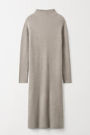 Soft Goat - Turtleneck Dress - Kleid aus Kaschmir - S - Greige