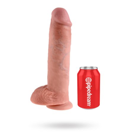 Dildo med Pung 29.5 cm - Ljus Hudfärg - Vuxen.se - Stor, tjock dildo-King Cock