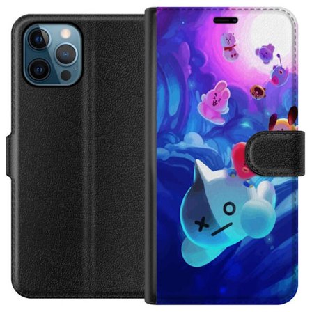 Apple iPhone 12 Pro Lommeboketui BT21-karakterene svever gjennom et magiskt blått univers fylt med virvlende lys, energi og farger i en drømmeaktig