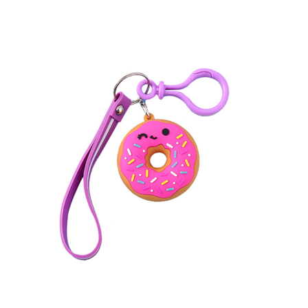 Sarjakuva Donut avaimenperä auton avaimenperä riipus PVC pehmeä muovinen Pend