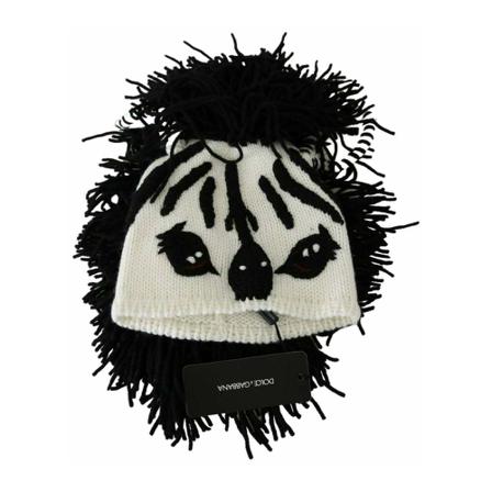 Dolce & Gabbana Knitted Cashmere Animal Design Beanie , Zwart , Dames , Maat: ONE Size Hoeden