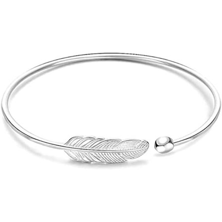 Justerbart 925 Sterling Sølv Bladarmbånd til Kvinder Åbent Armbånd Smykkegave til Fødselsdag Juleferier