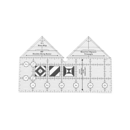 Klar 90° patchwork lineal med dobbelte strimmellinjer til håndlavet skæresyning