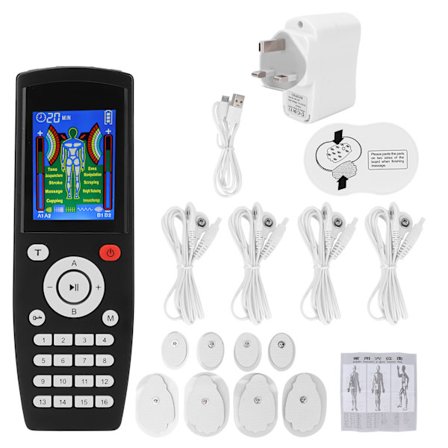 TENS-massageapparat 16 lägen 4 kanaler justerbar uppladdningsbar elektronisk pulsmassageapparat 110‐240VUK-kontakt