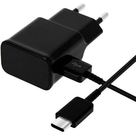Laddare + USB-C-kabel - Phonillico - Kompatibel med Samsung S8/S8 PLUS/S9/S9 PLUS - 1m - 2A - Svart